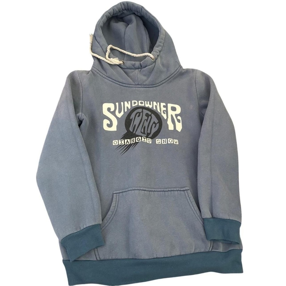 Qiandiu Xue Kids Blue Sundowner Graphic Fleece Hoodie Sweatshirt Size L